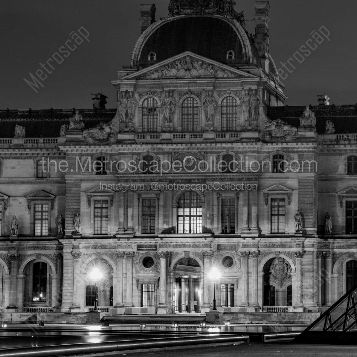 sully pavillon at the louvre Black & White Wall Art