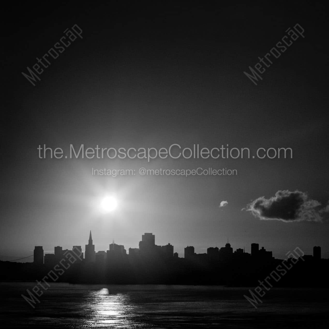 sunrise above san francisco skyline Black & White Wall Art