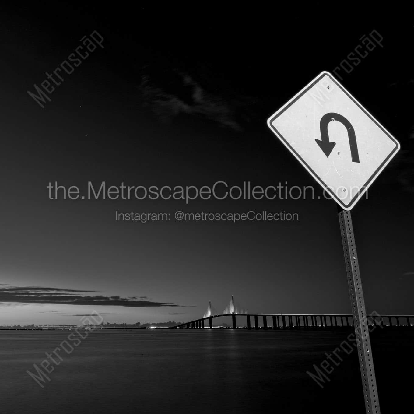 sunshine skyway fishing pier u turn Black & White Wall Art