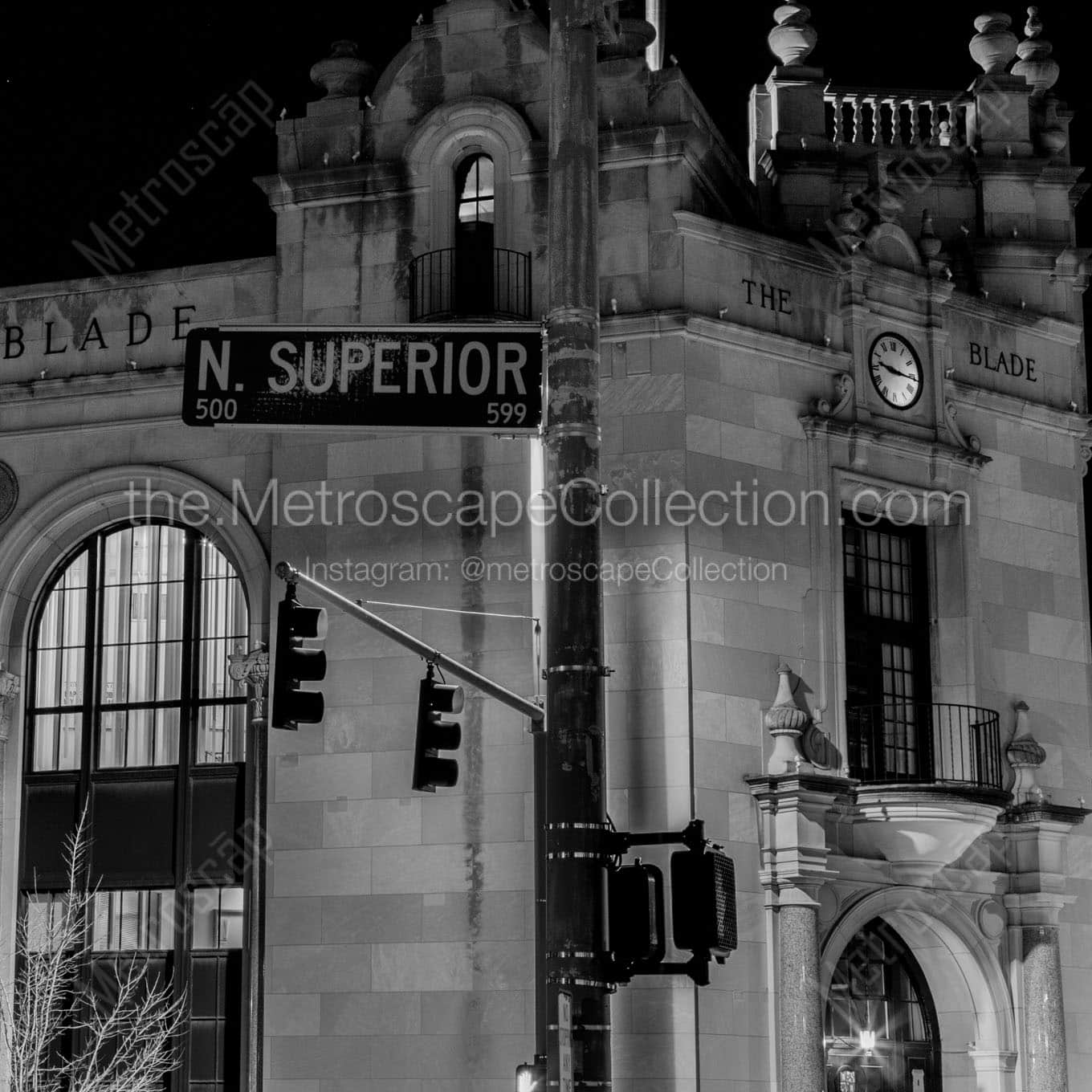 superior street toledo blade building Black & White Wall Art