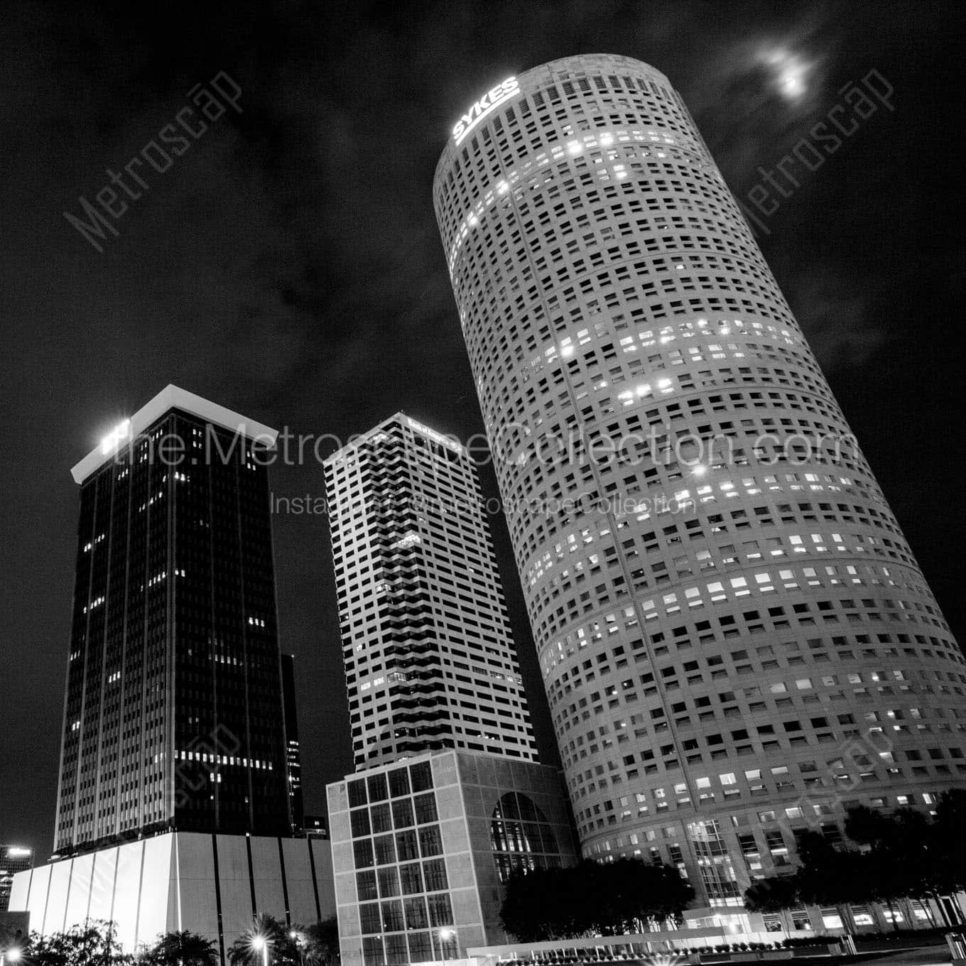sykes building at night Black & White Wall Art