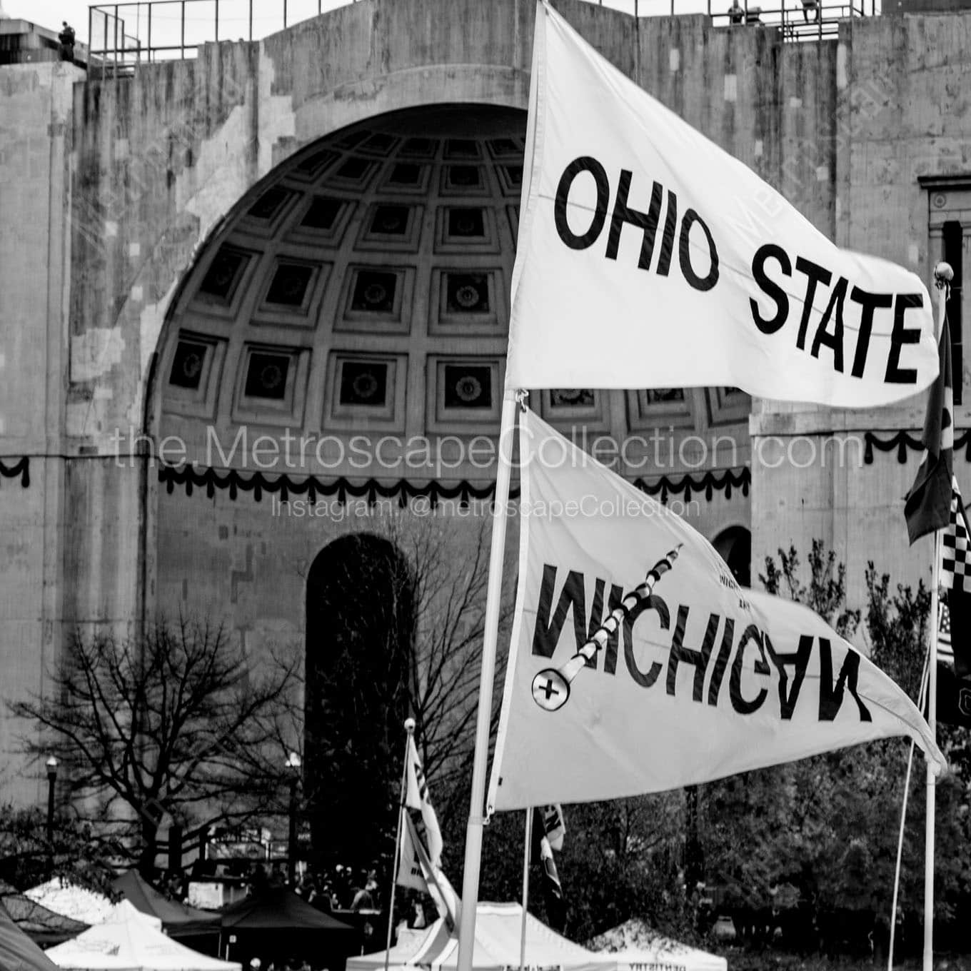 tailgating before ohio state michigan game Black & White Wall Art