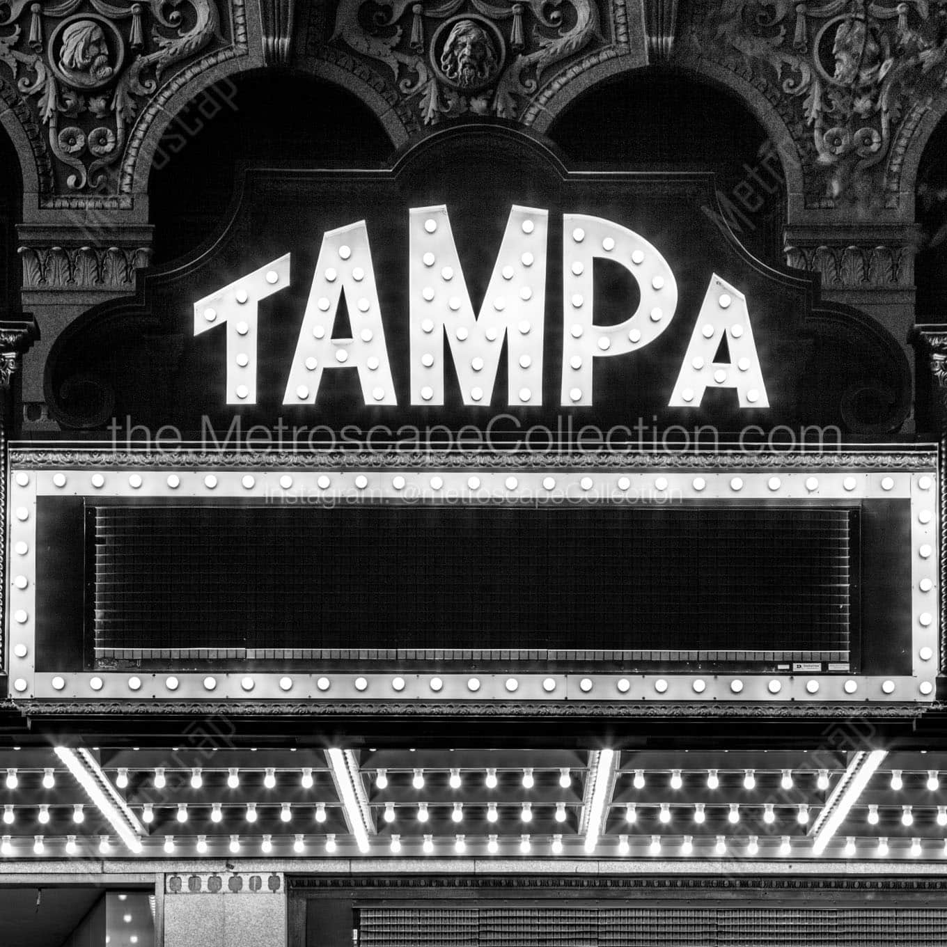 tampa theater marquee Black & White Wall Art