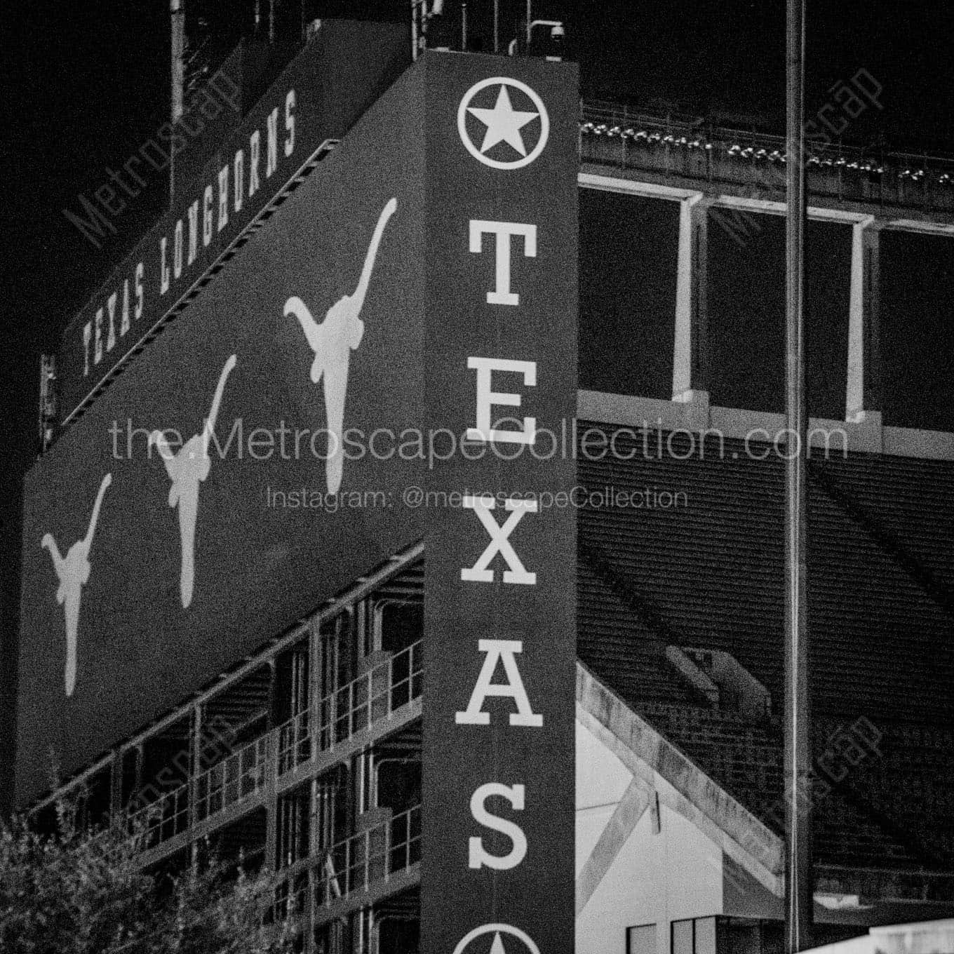 texas memorial stadium at night Black & White Wall Art