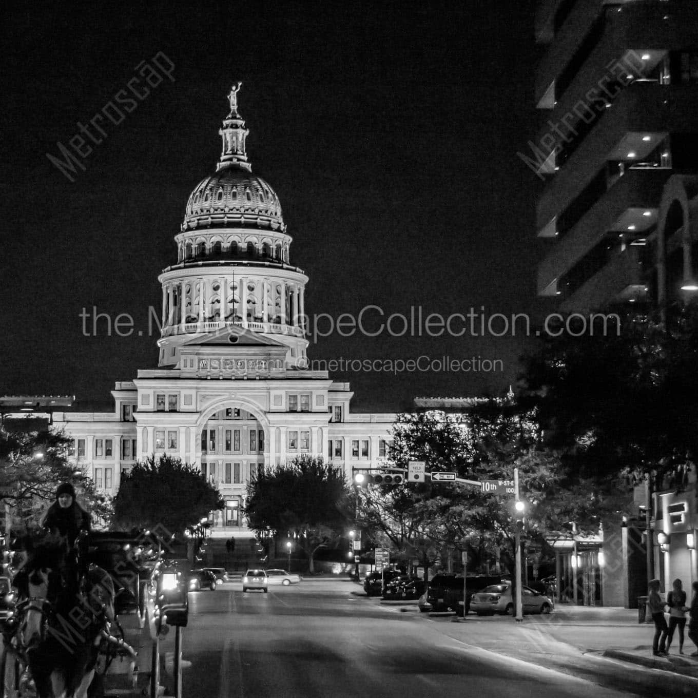 texas statehouse from congress avenue Black & White Wall Art