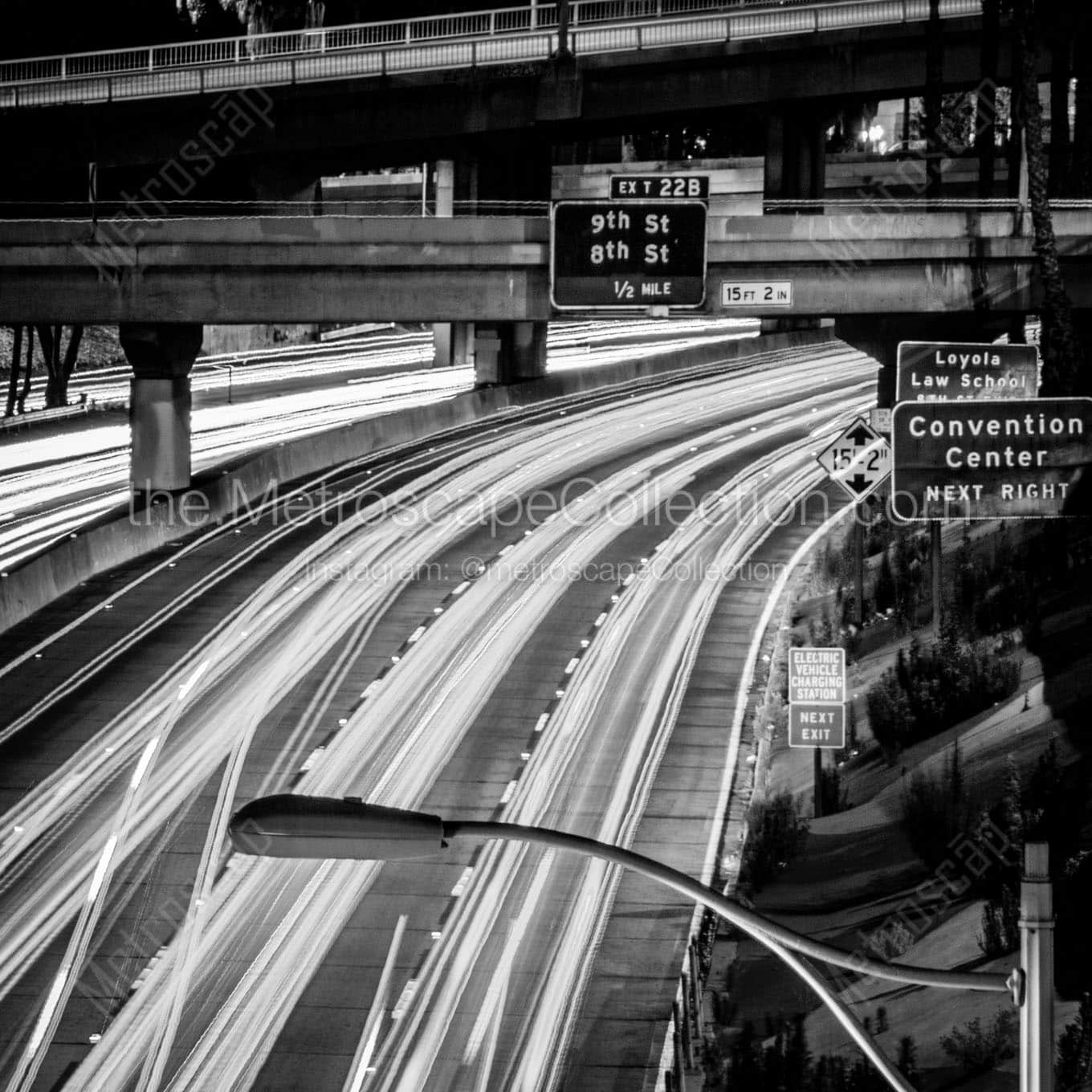 the 110 freeway downtown los angeles Black & White Wall Art