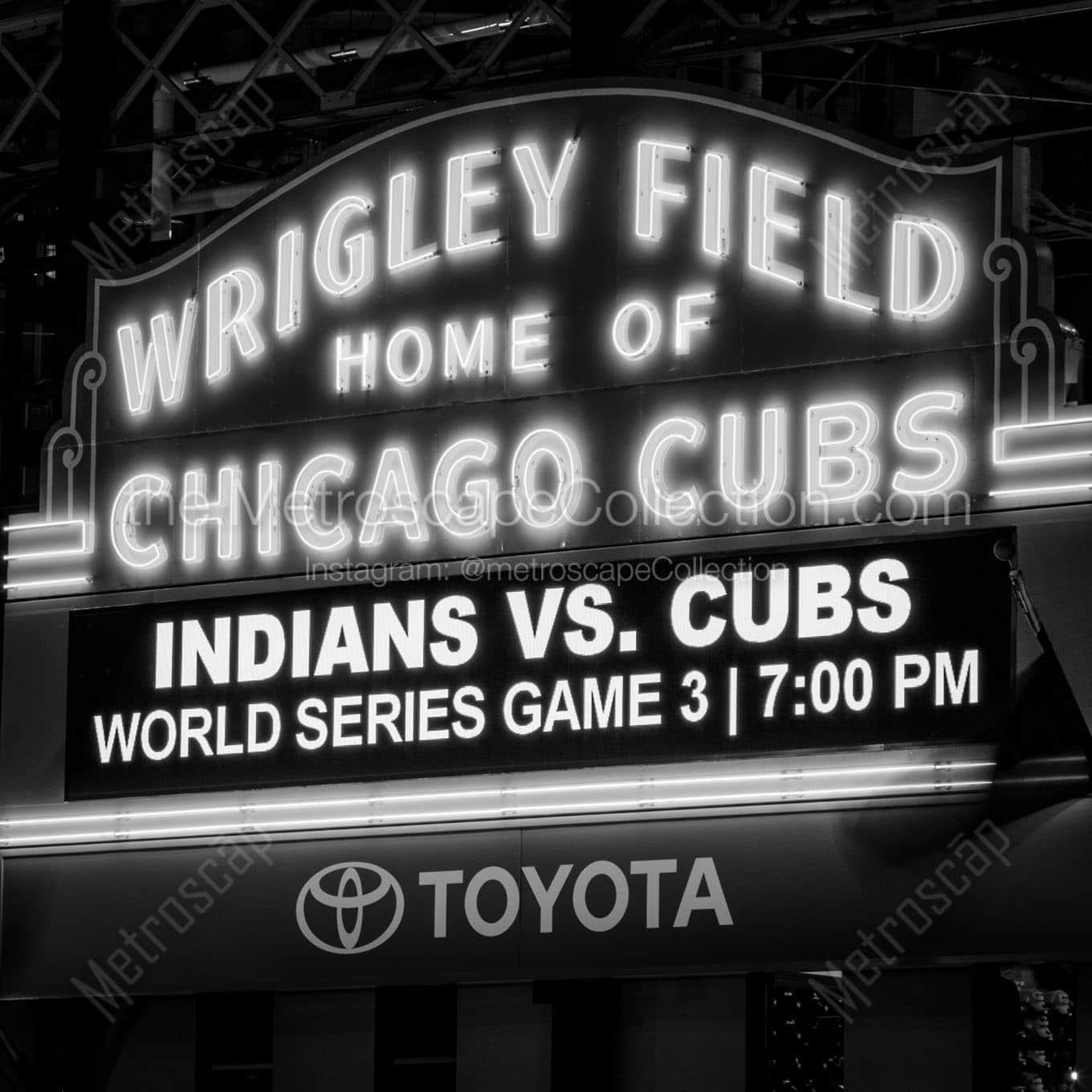the 2016 world series at wrigley field Black & White Wall Art