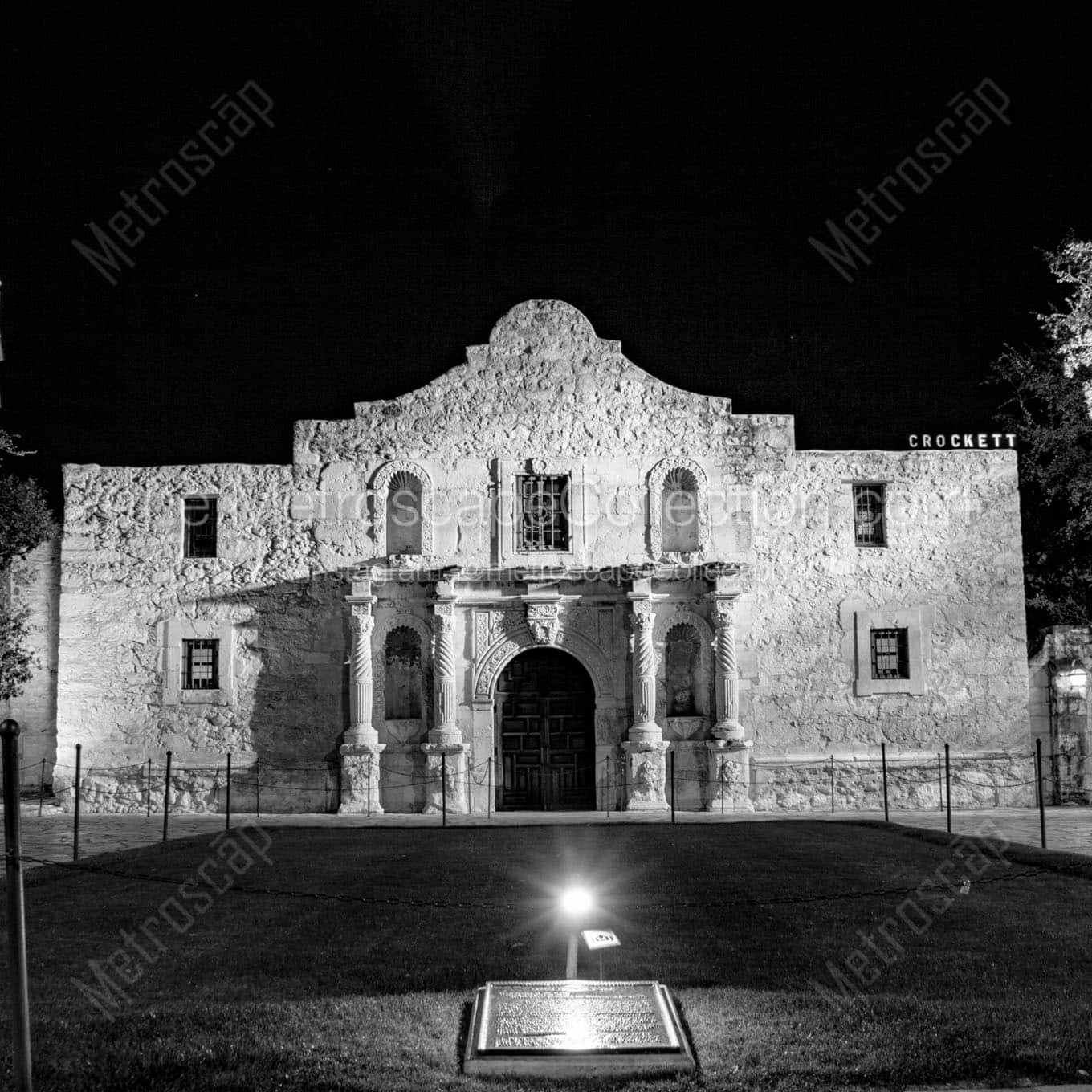 the alamo at night Black & White Wall Art