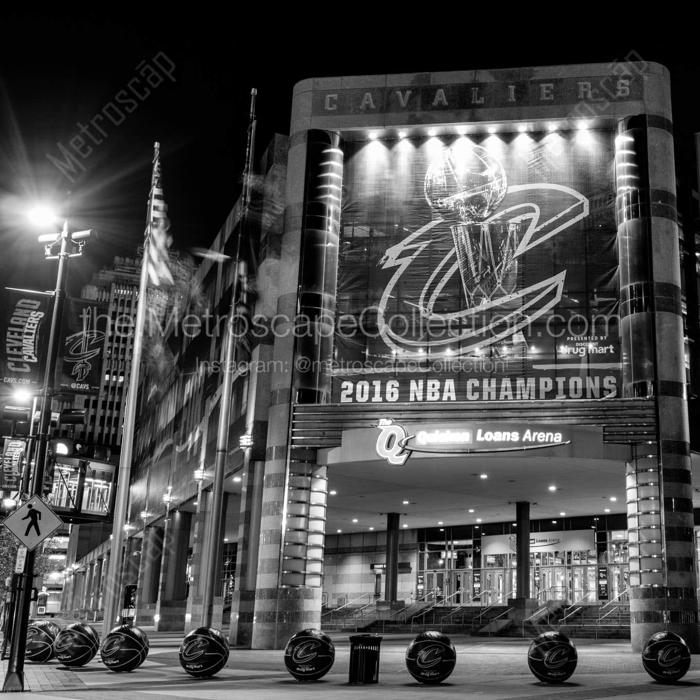 the q at night Black & White Wall Art