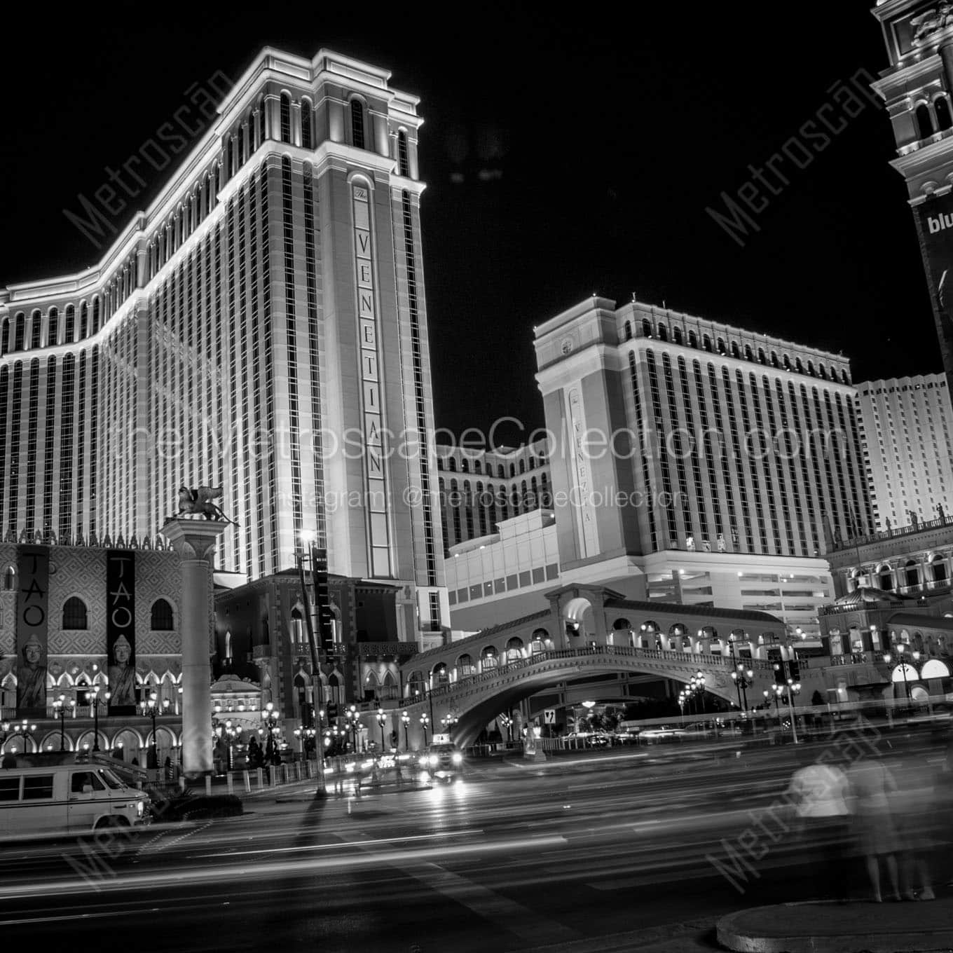 the venetian at night Black & White Wall Art