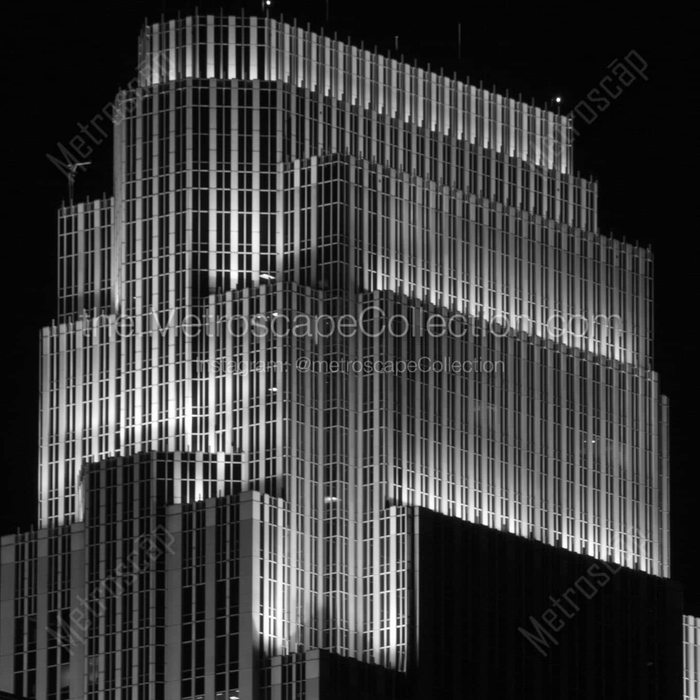 the wells fargo center at night Black & White Wall Art