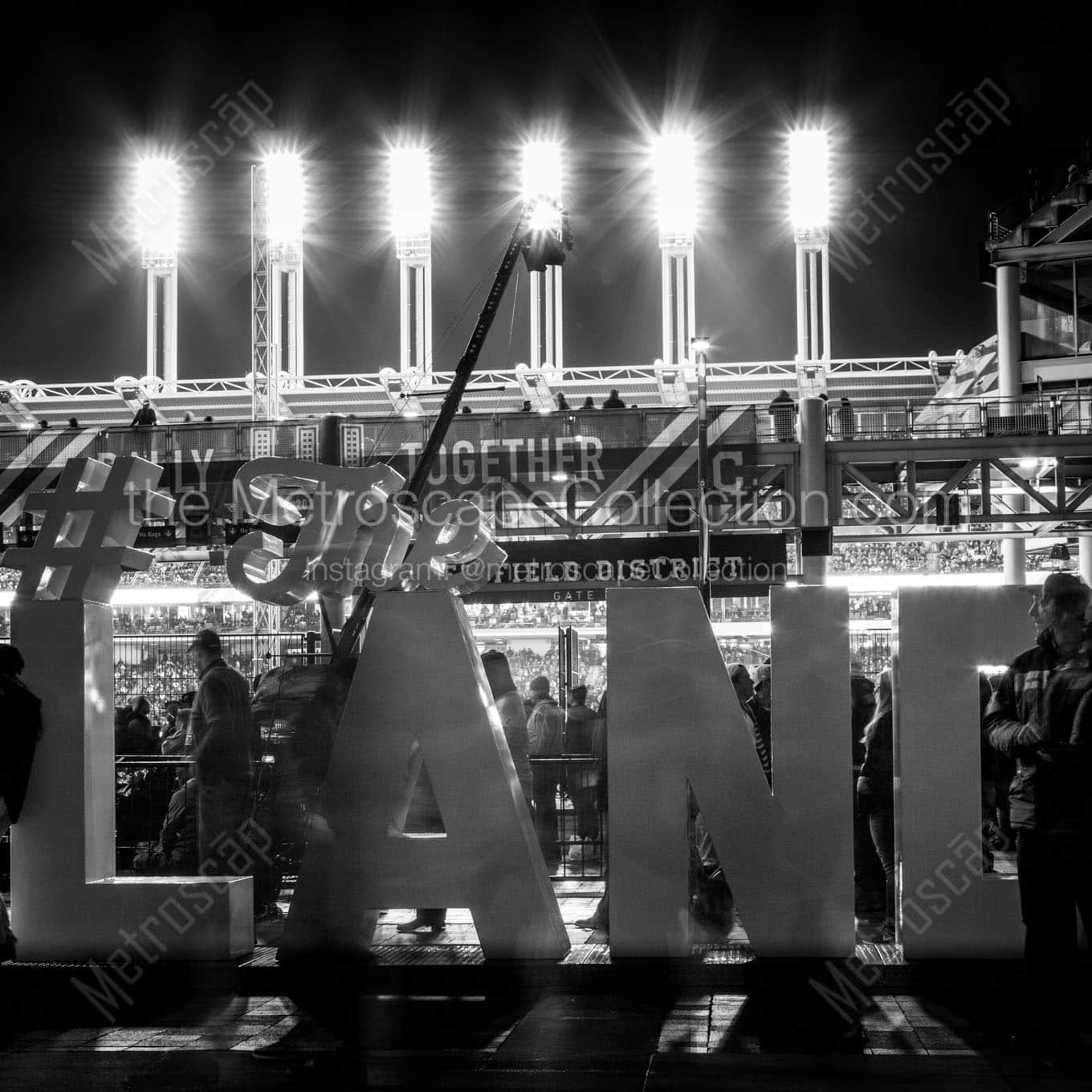 theland sign progressive field Black & White Wall Art