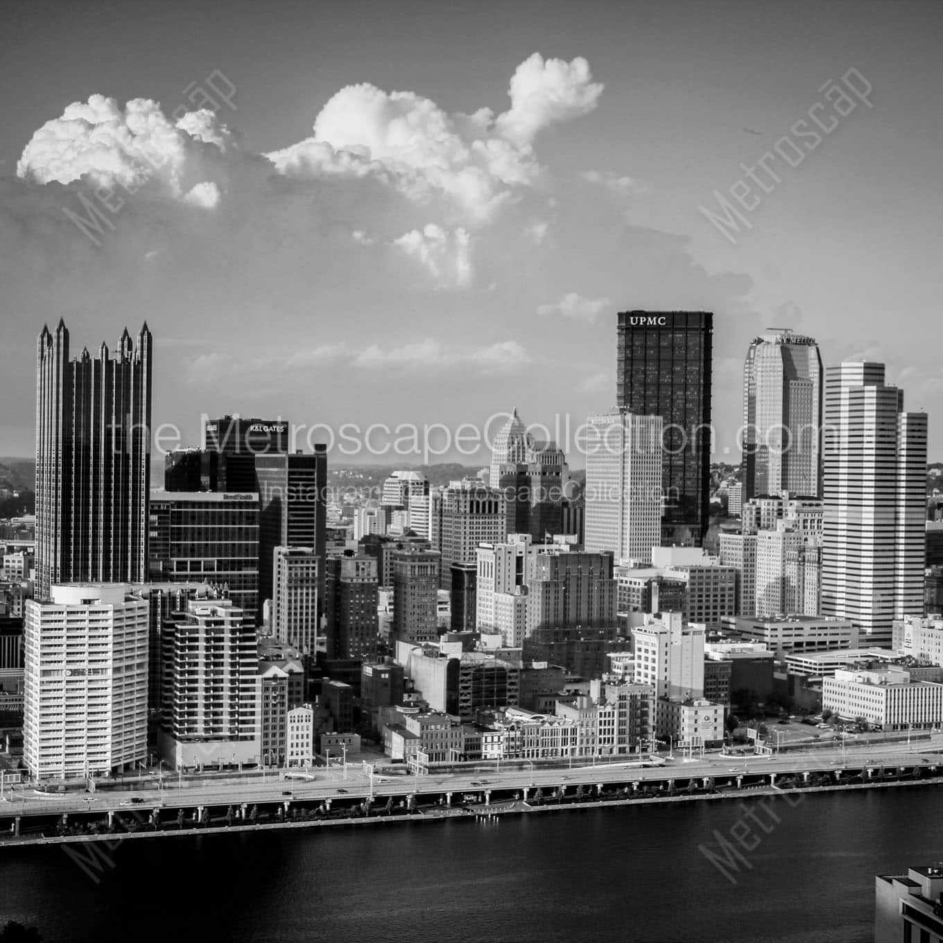 thunderhead over downtown pittsburgh Black & White Wall Art