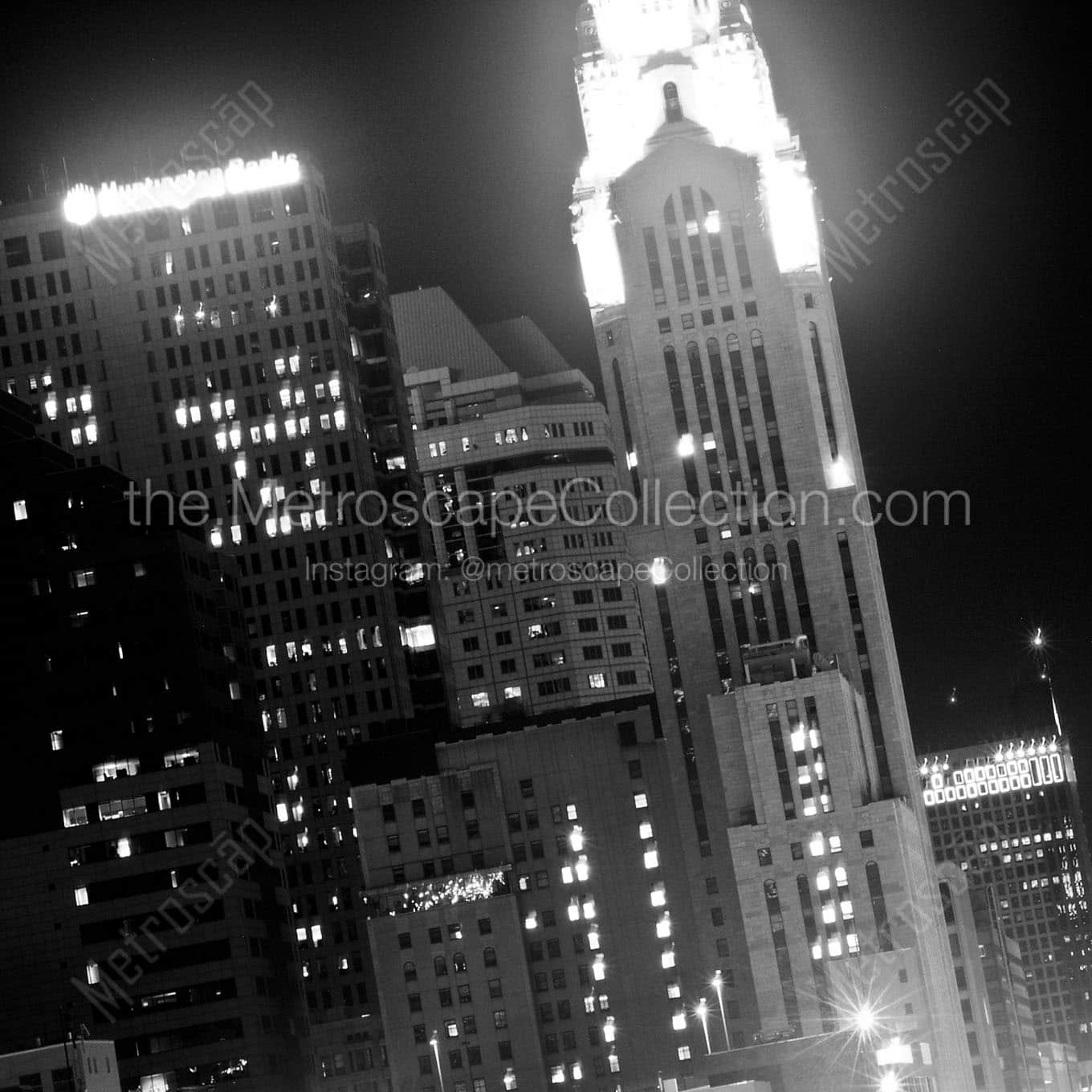 tight crop columbus skyline Black & White Wall Art