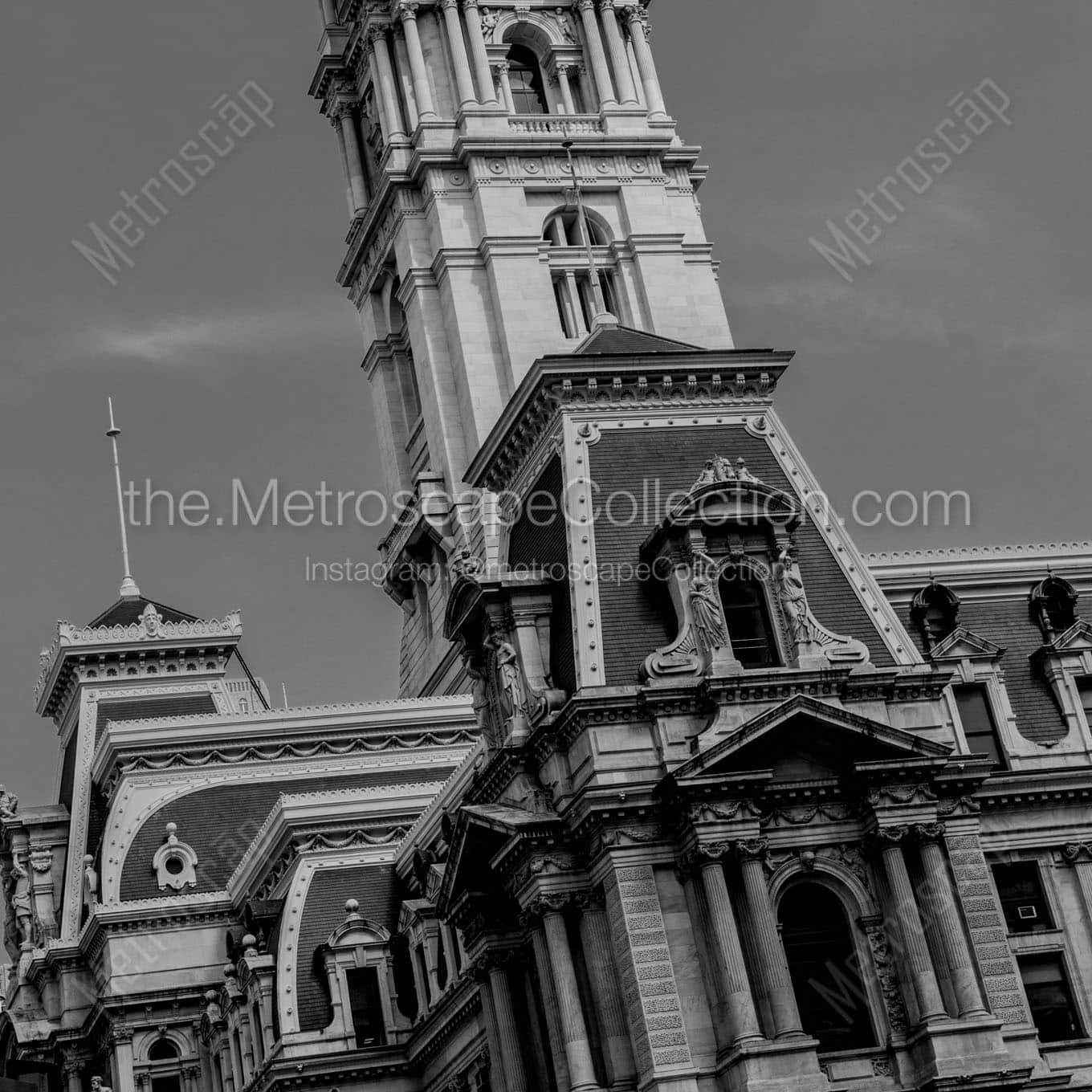 tight shot philadelphia city hall Black & White Wall Art