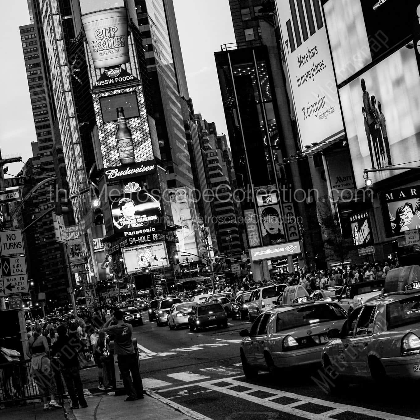 times square traffic jam rush hour Black & White Wall Art