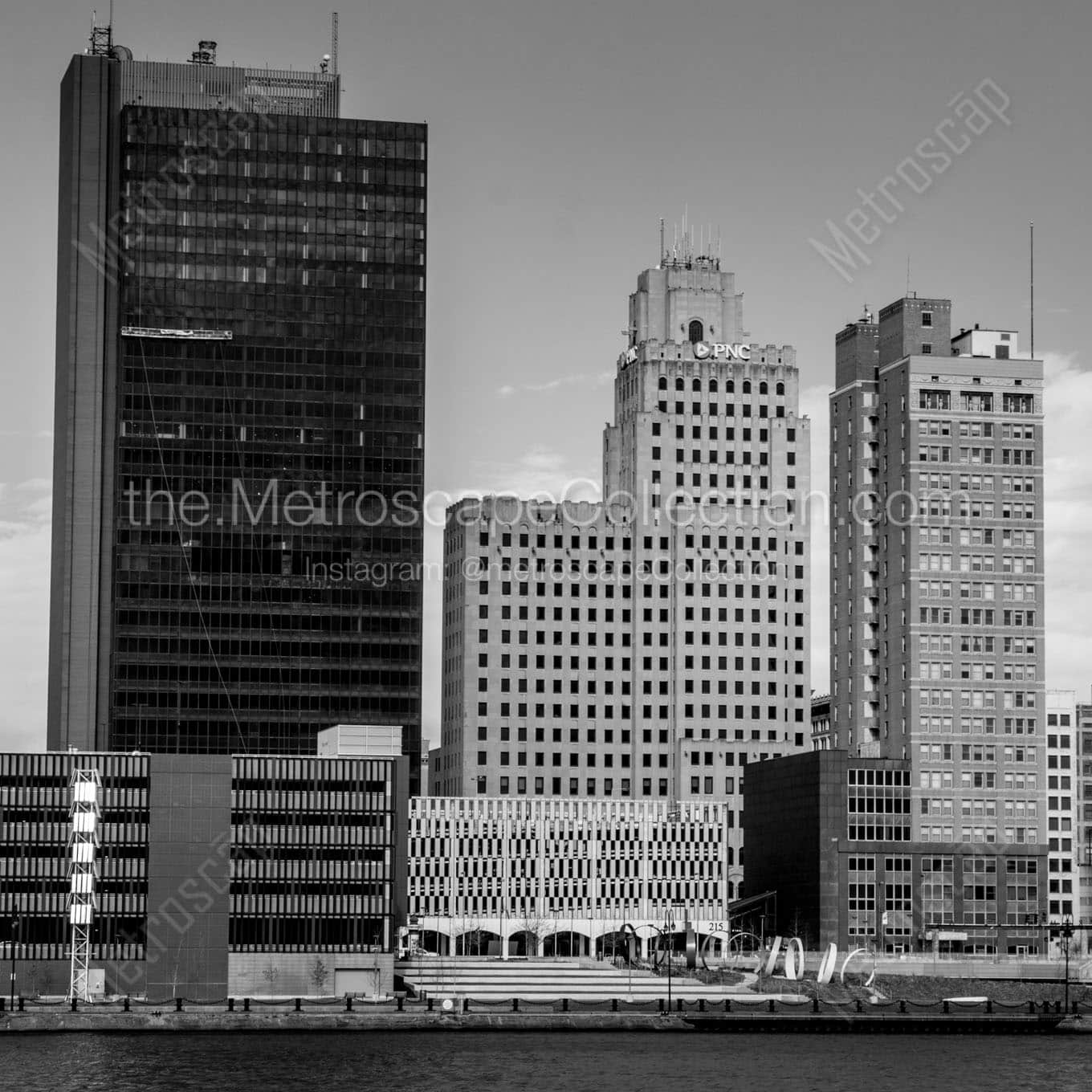 toledo ohio city skyline Black & White Wall Art