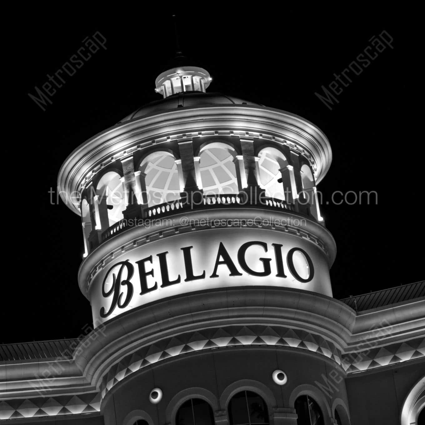 top bellagio hotel Black & White Wall Art