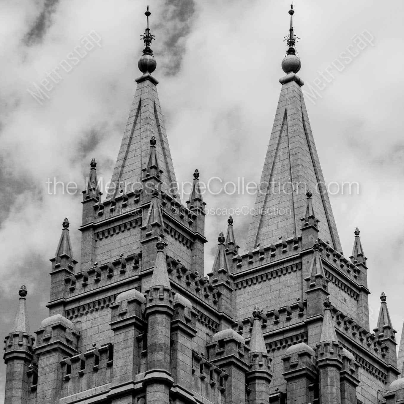 top of lds temple Black & White Wall Art