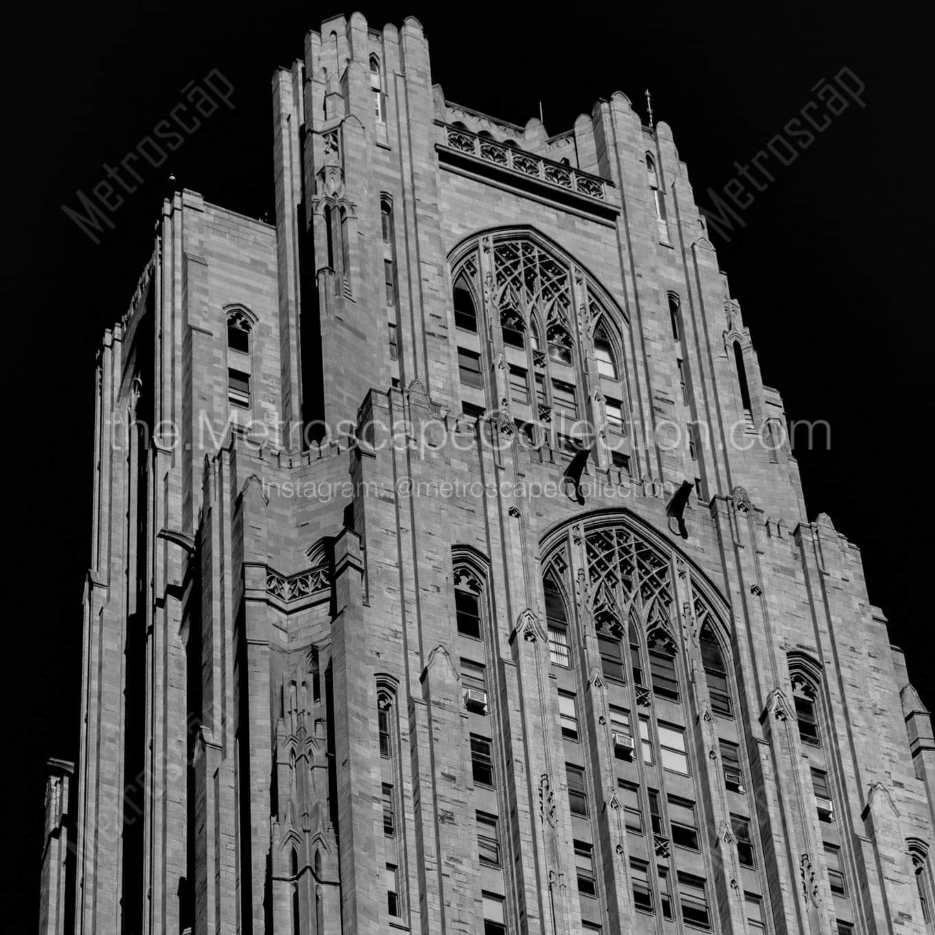 top of cathedral of learning Black & White Wall Art