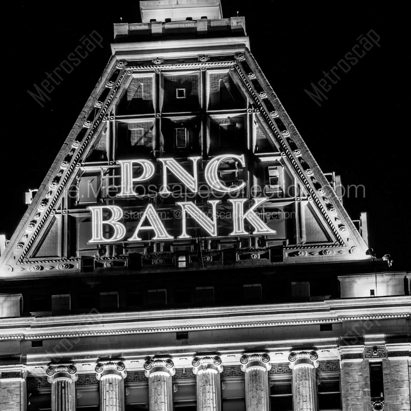 top pnc bank building Black & White Wall Art