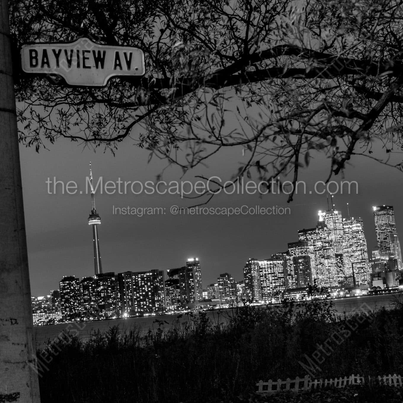 toronto skyline bayview wards island Black & White Wall Art