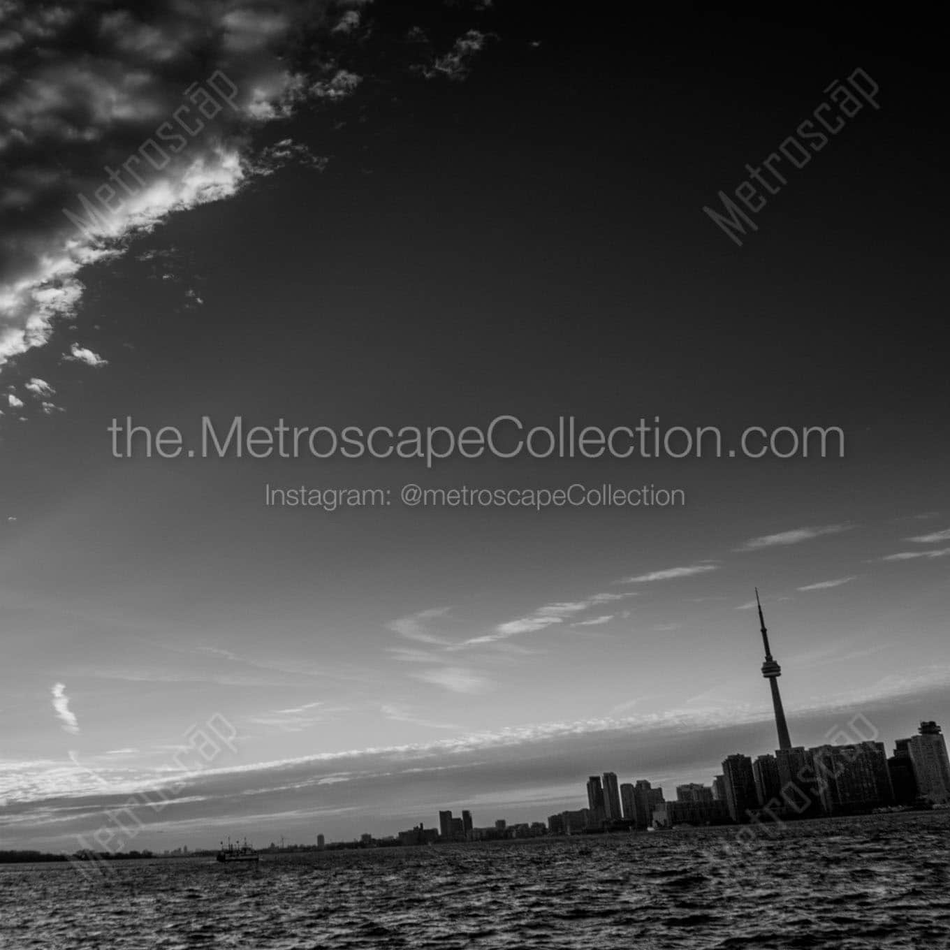 toronto skyline lake ontario shore Black & White Wall Art