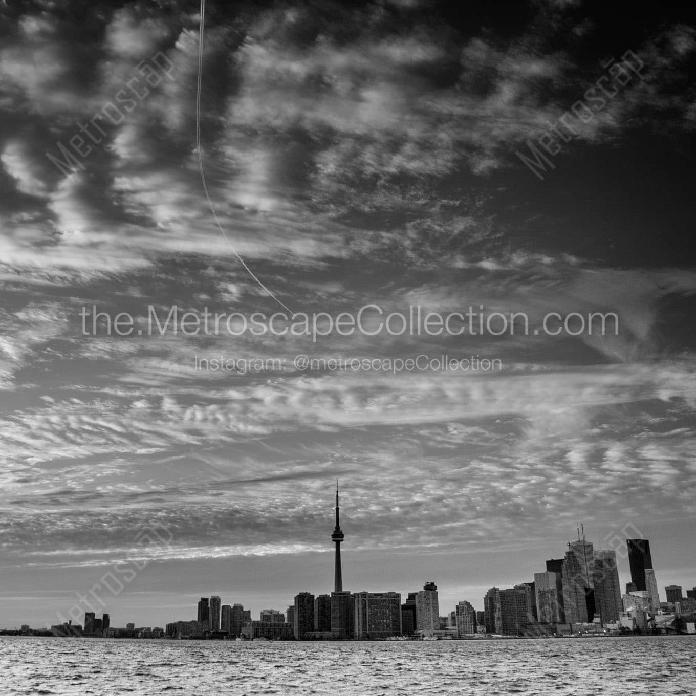 toronto skyline whispy clouds Black & White Wall Art