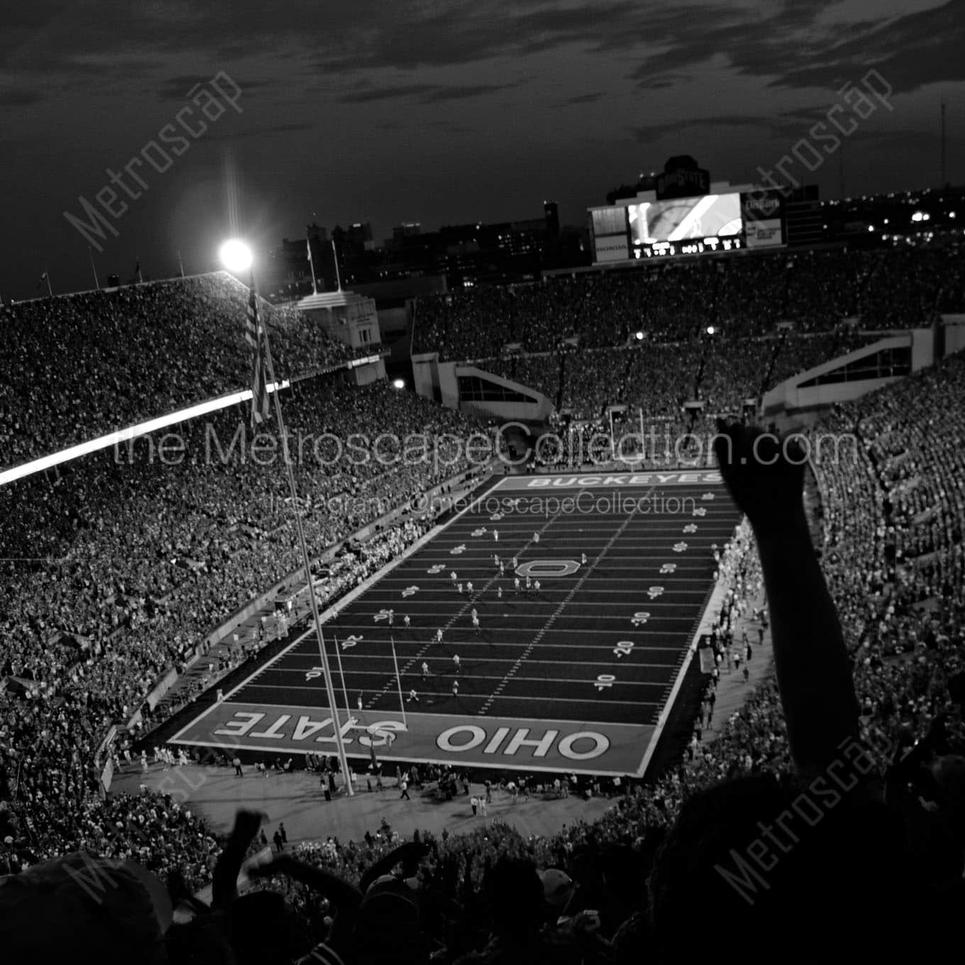 touchdown ohio state Black & White Wall Art