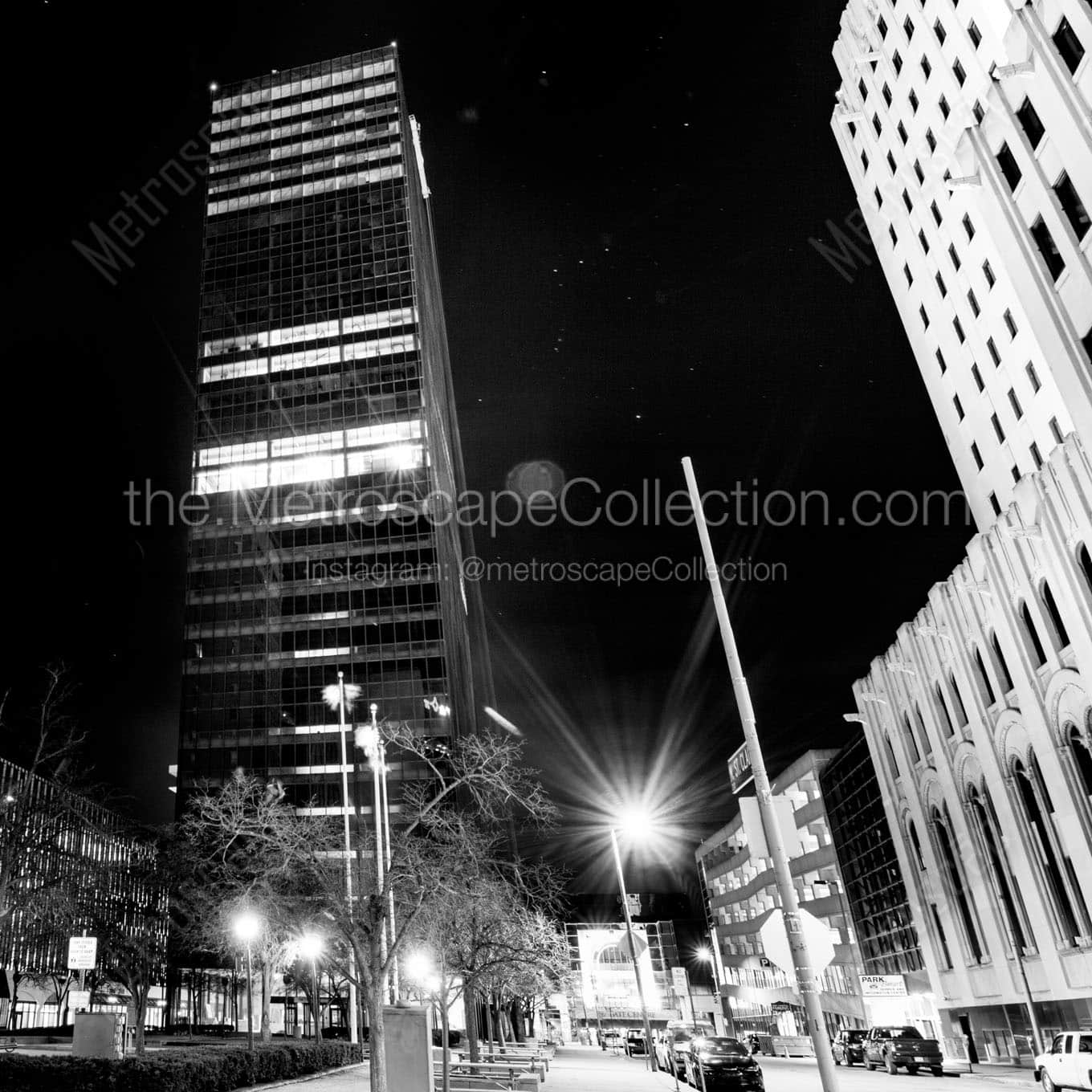 tower on maumee at night Black & White Wall Art