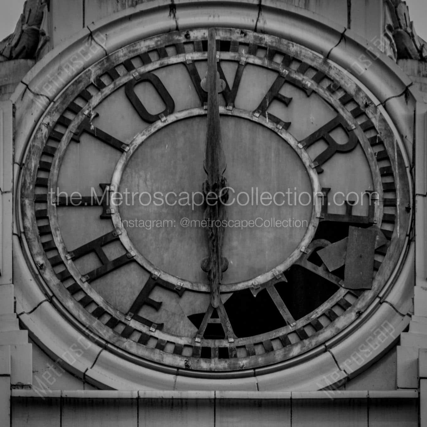 tower theater clock Black & White Wall Art