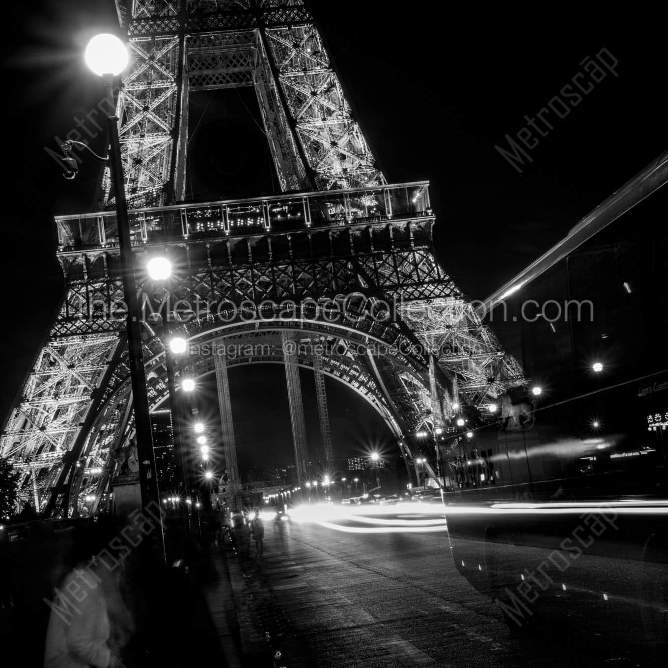 traffic on pont d iena bridge Black & White Wall Art