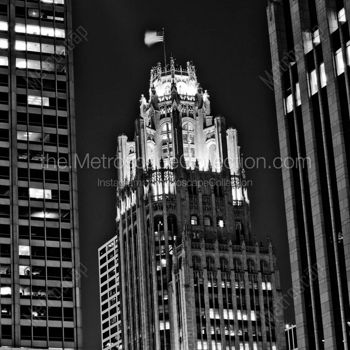 tribune tower columbus drive Black & White Wall Art