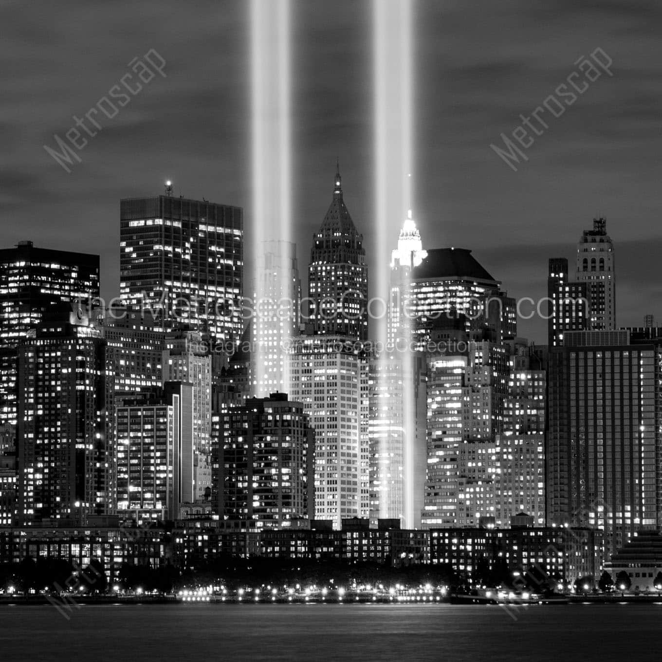 tribute in light lower manhattan september 11 Black & White Wall Art