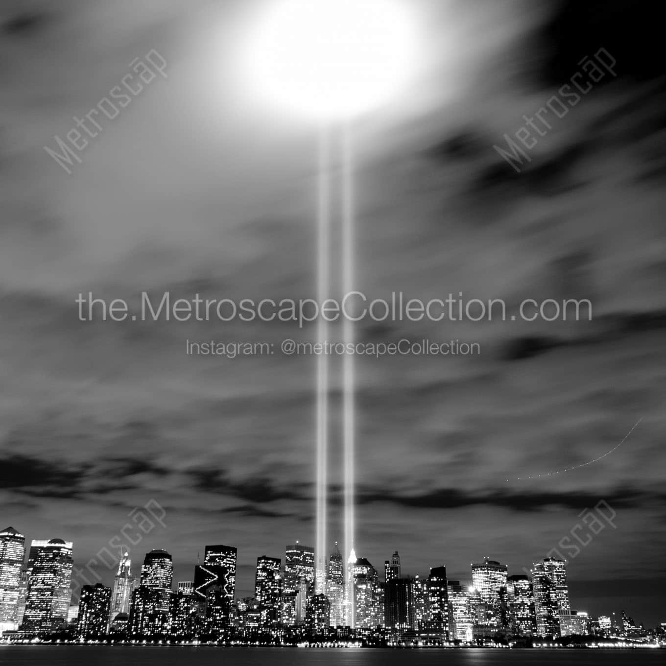 tribute in lights 911 lower manhattan Black & White Wall Art