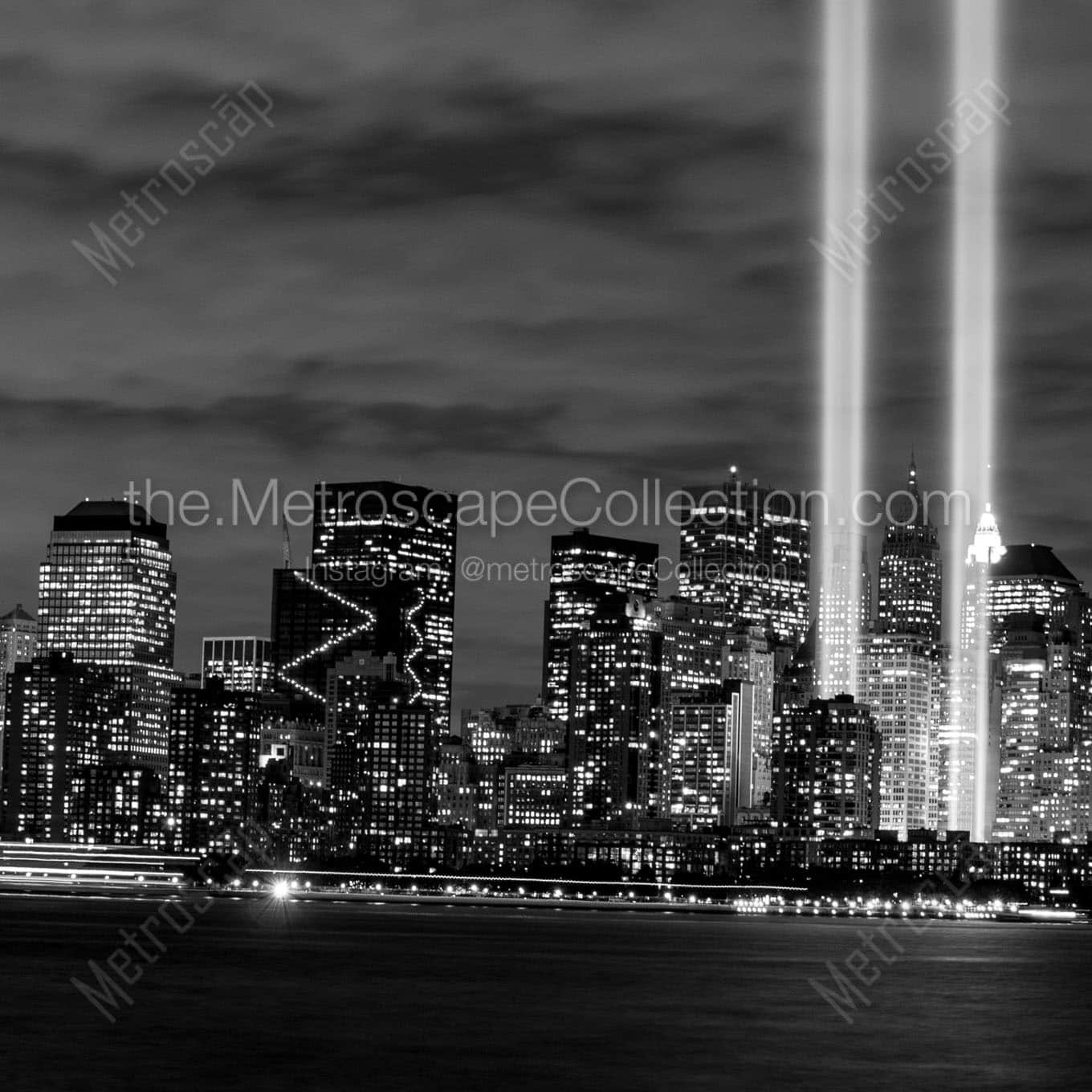 tribute in lights ground zero Black & White Wall Art