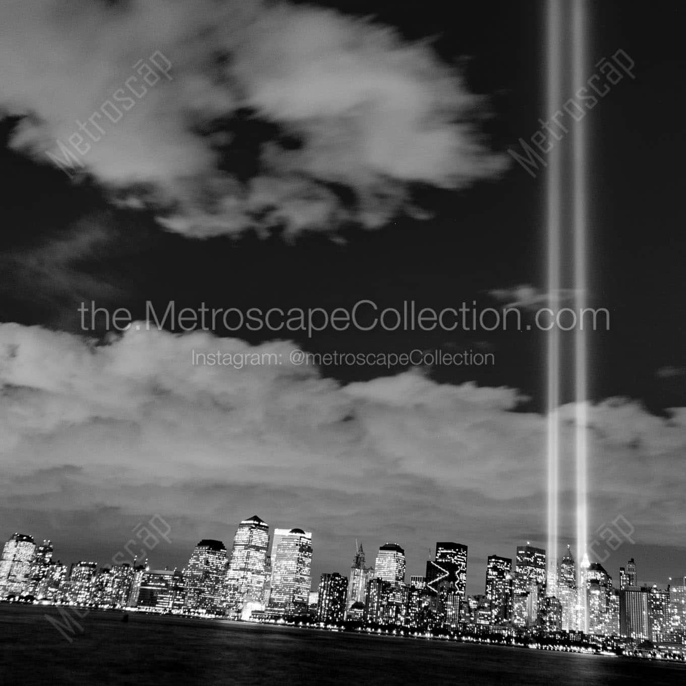 tribute lights from ground zero Black & White Wall Art