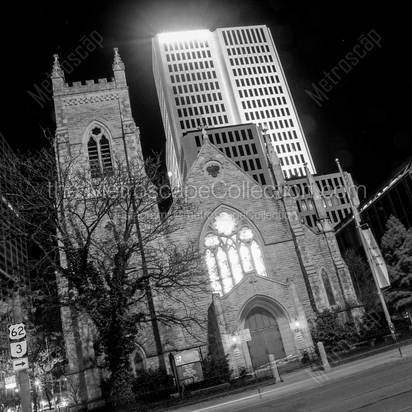 trinity episcopal church third broad Black & White Wall Art