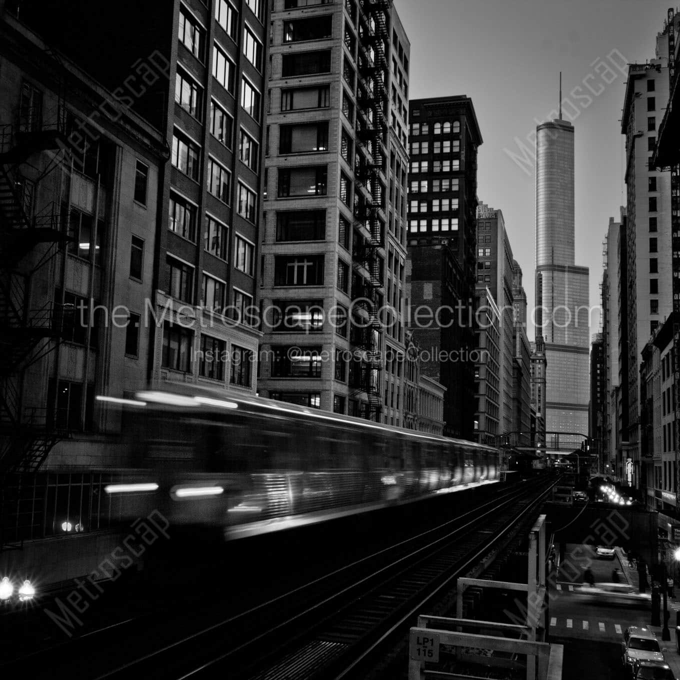 trump tower l train adams wabash station Black & White Wall Art