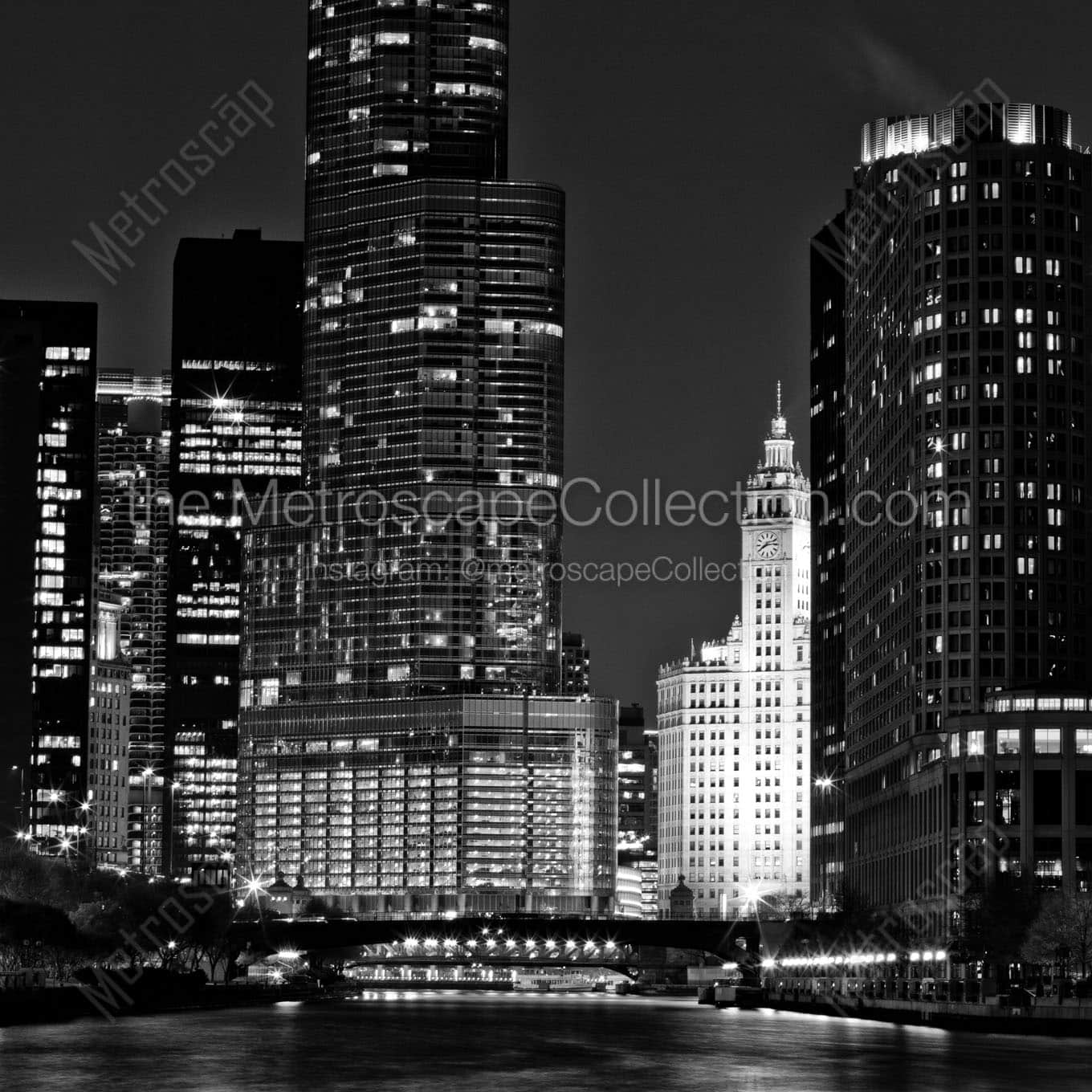 trump tower from lakeshore drive Black & White Wall Art