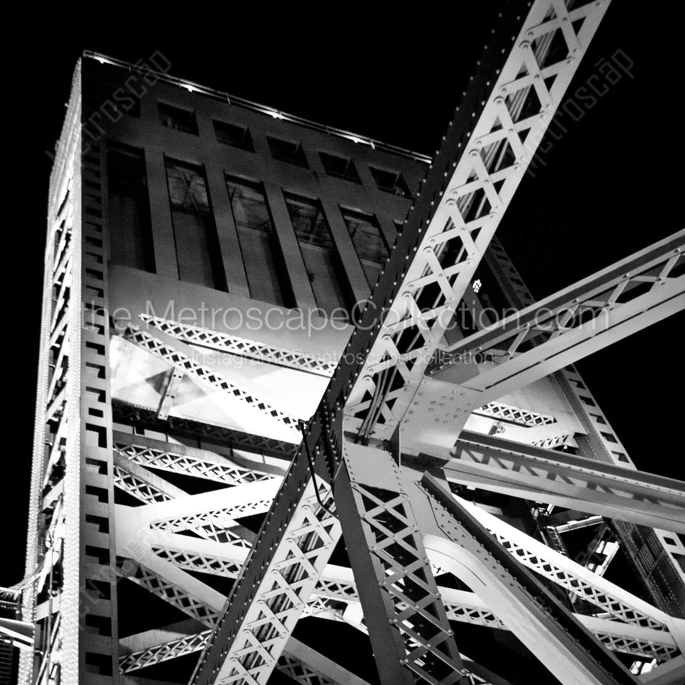 trusses main street draw bridge Black & White Wall Art