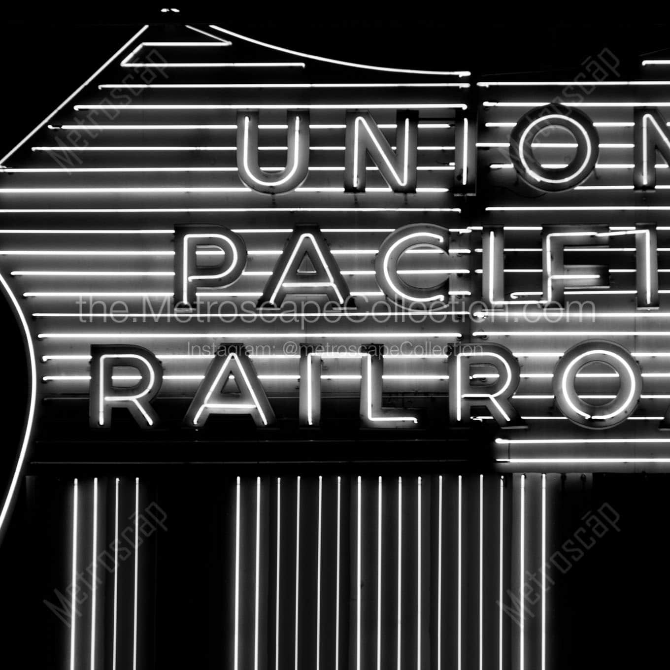 union pacific railroad sign Black & White Wall Art