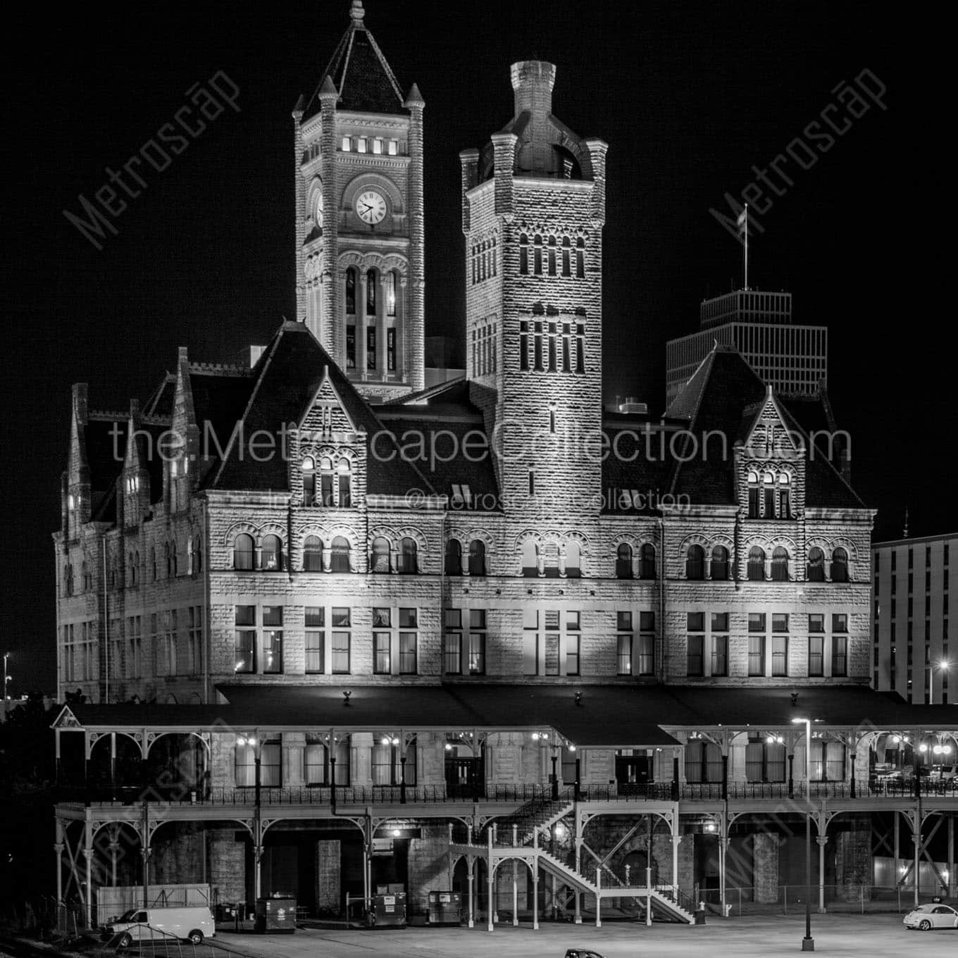 union station at night Black & White Wall Art