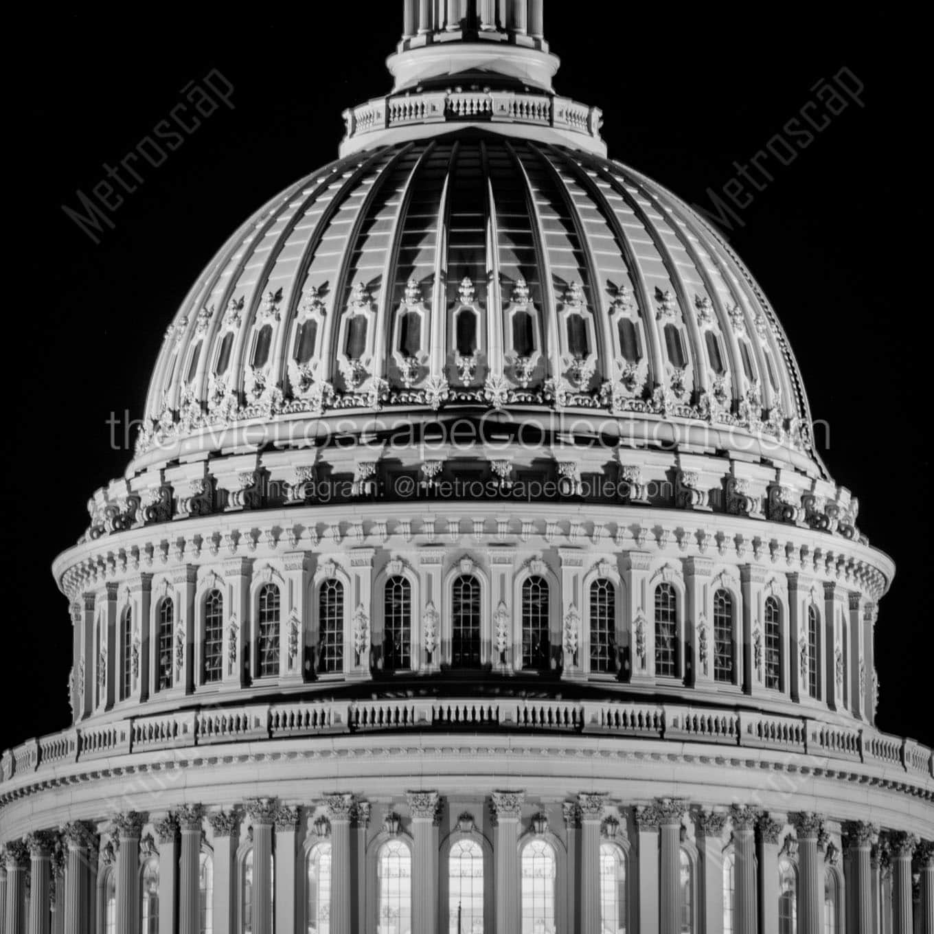 us capitol building dome Black & White Wall Art