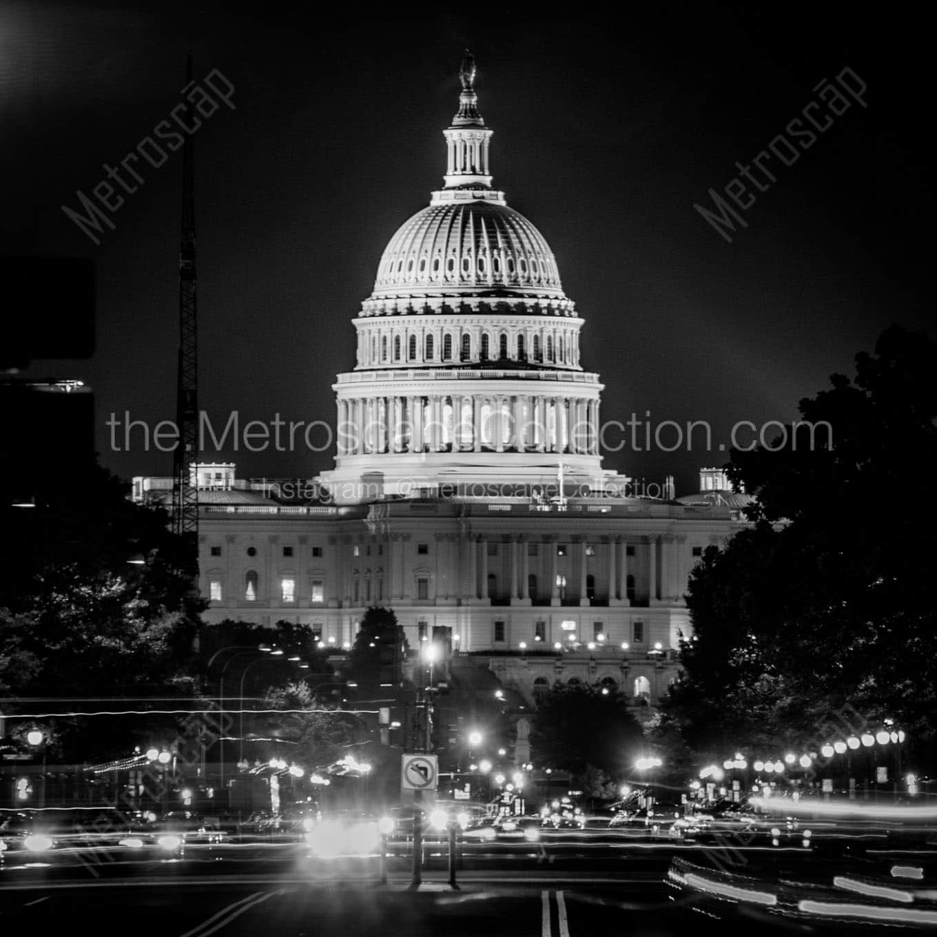 us capitol building from pennsylvania ave Black & White Wall Art