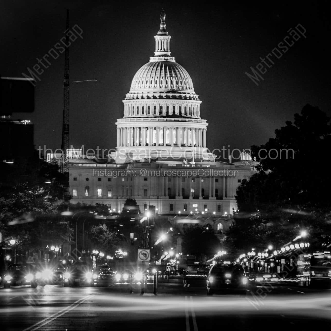 us capitol building from tenth pennsylvania Black & White Wall Art