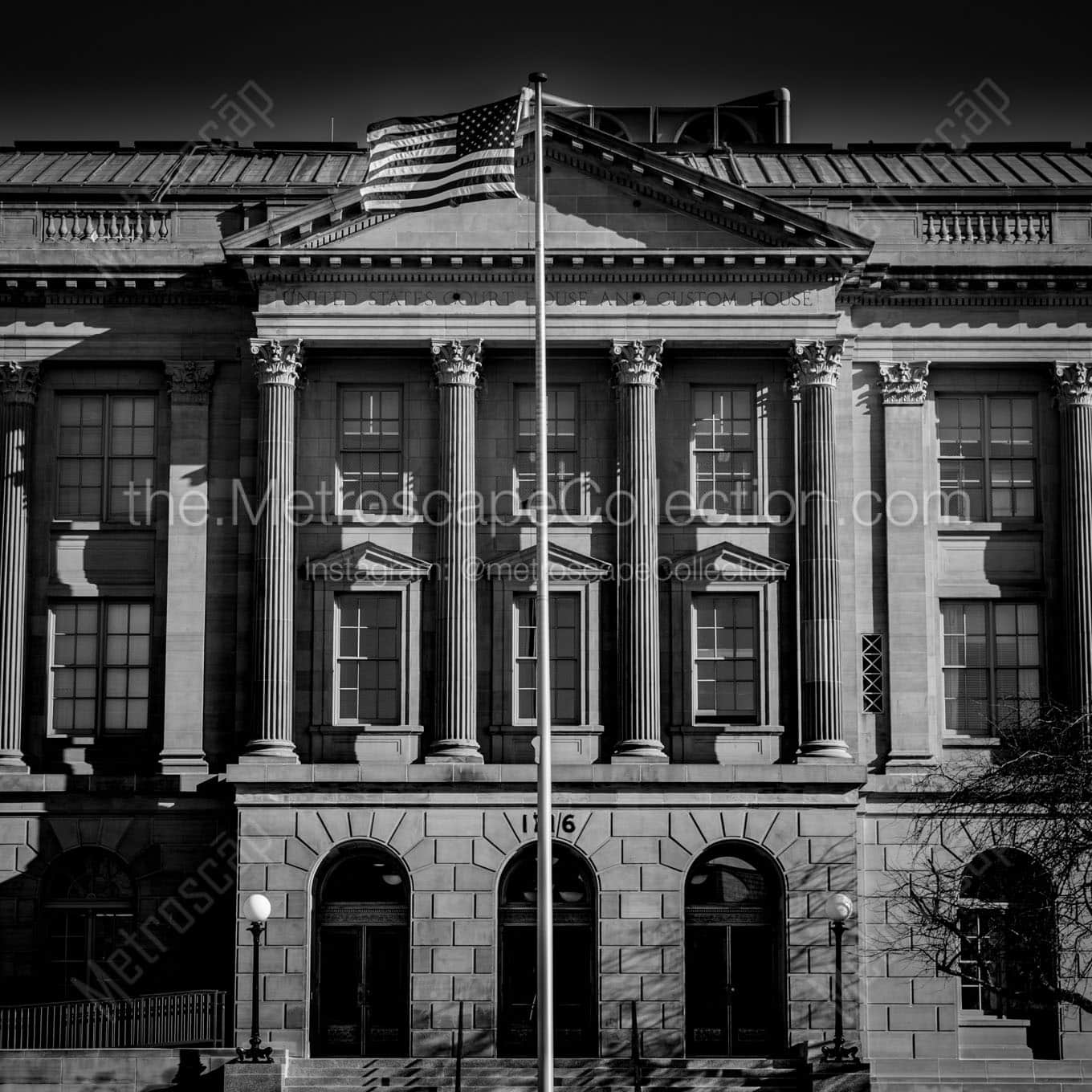 us court house custom house downtown toledo Black & White Wall Art