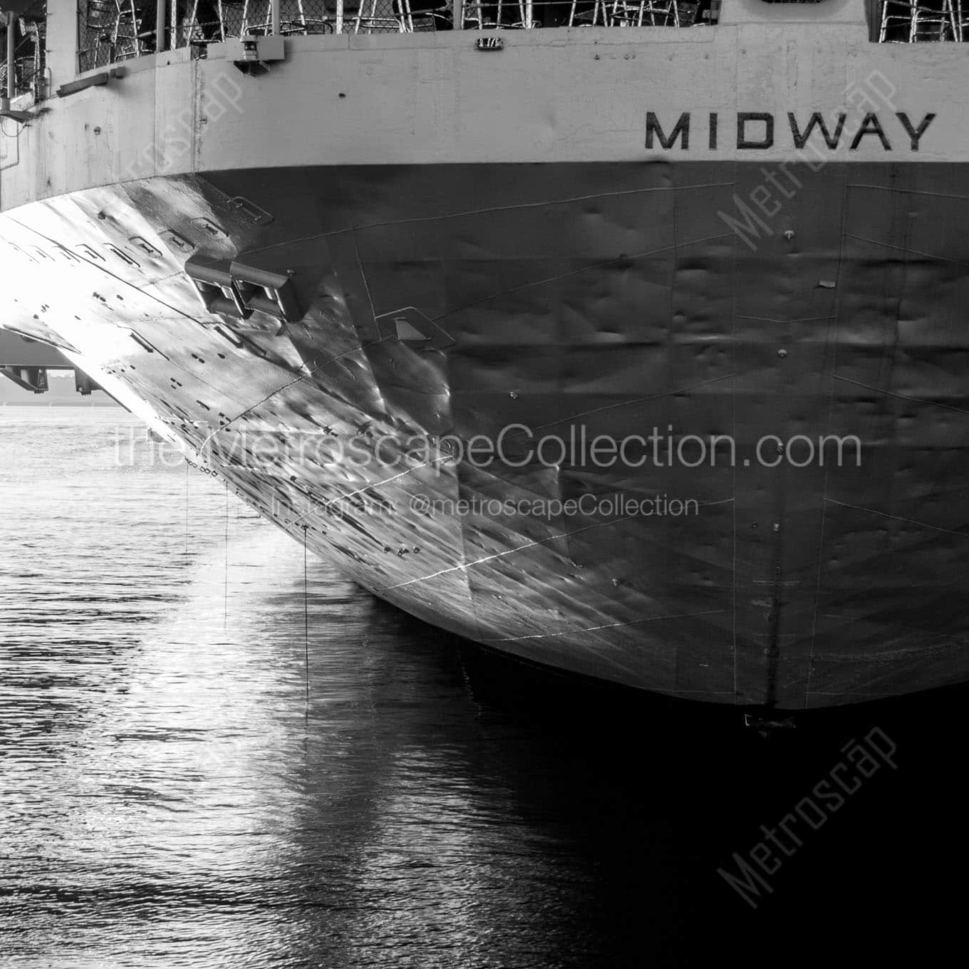 uss midway stern Black & White Wall Art