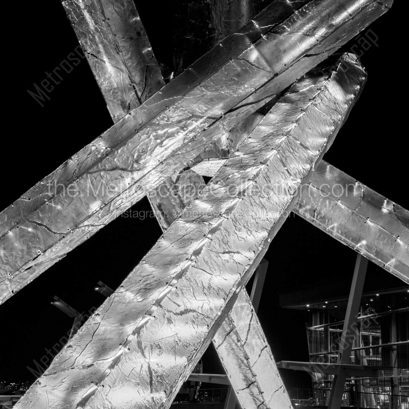 vancouver olympic cauldron at night Black & White Wall Art