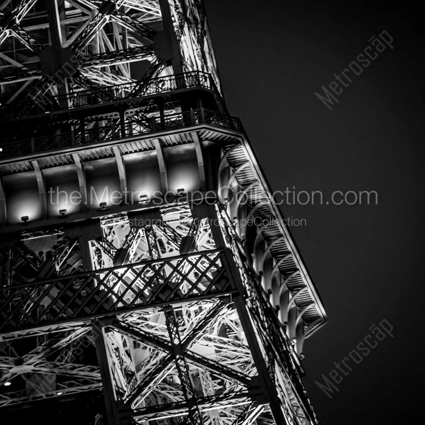 vegas eiffle tower at night Black & White Wall Art